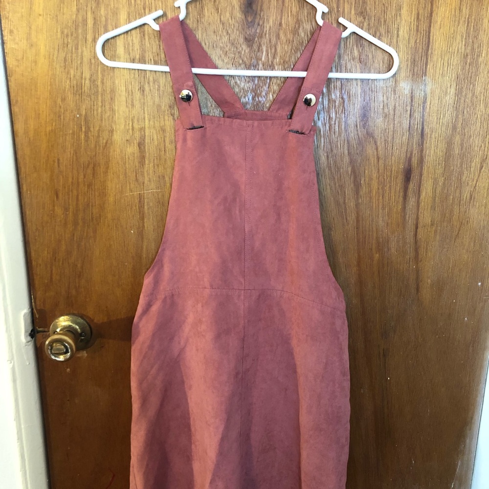 Suede overall dress